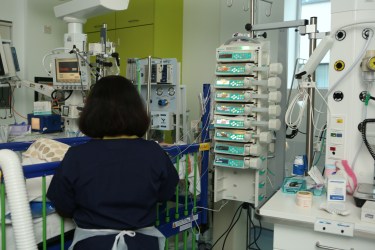 Rack of pumps at Bedside