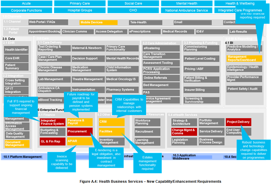 Figure A.4: Health Business Services – New Capability/Enhancement Requirements