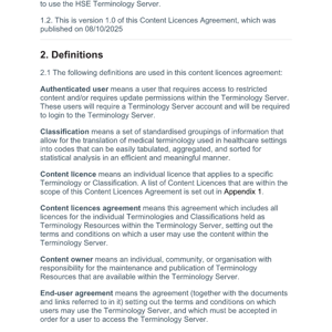 Terminology Server Content Licences Agreement